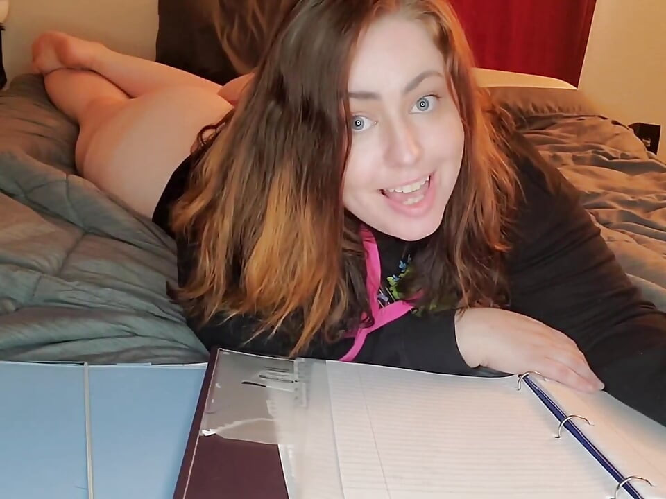 BBW Student Masturbates Instead of Doing Homework - Kinky Katie