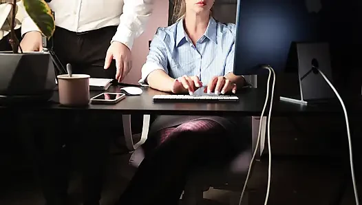 Never stay at the office late into the night. Married boss fucked secretary