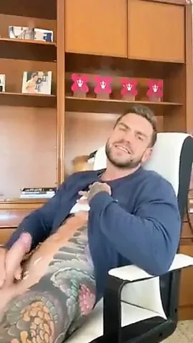 sexy daddy playing alone with his huge cock.  big cumshot