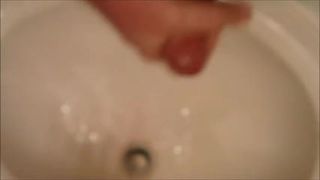 Cumming in the bathroom sink