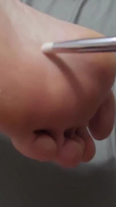 Tickling and teasing Milf feet with a soft brush | Clip 1