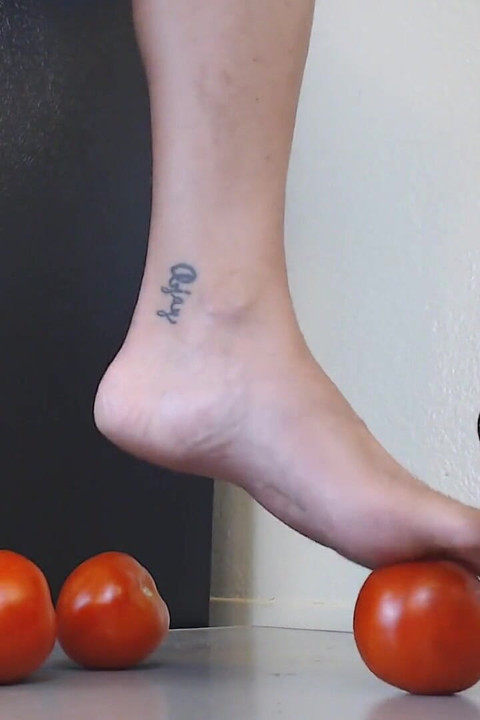 ASMR tomatoes barefoot smooshing