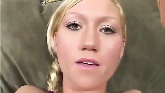 Slim Blonde Teen Rides Huge Dick Until a Facial
