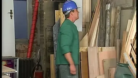 Attractive German babe tries cum in the workshop
