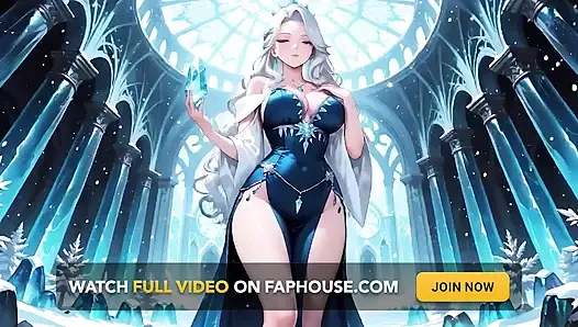 Серебряно-волосатый ледяной мадж в Crystal Hall! Magic кастинг, пока выглядишь без усилий холодно, но ее губы дрожат