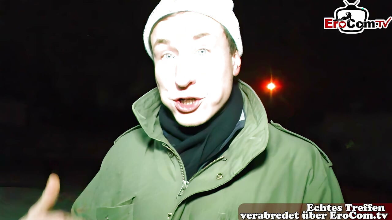 Skinny German blonde teen persuaded to have sex from the street