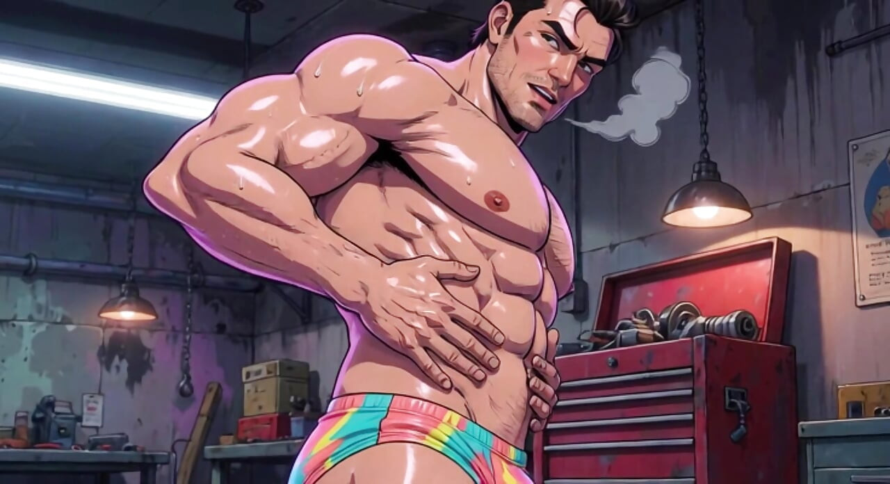 Ai Muscular Men Mechanic Garage
