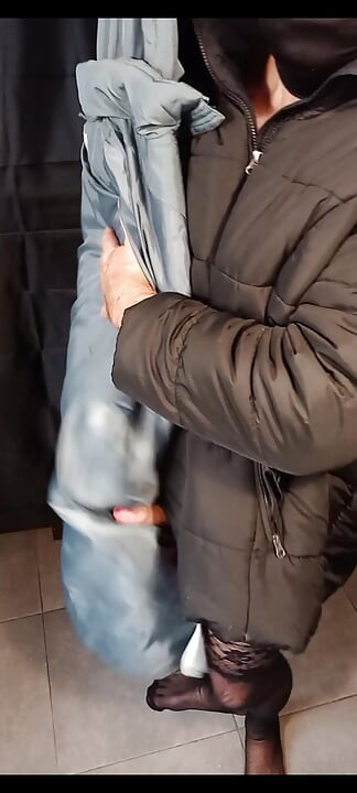 Fucking the lining of her sweet puffercoat