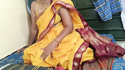 Yellow saree hot breast nipple licking