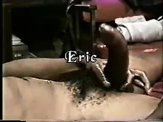 Guy wanking dick and lets cum run
