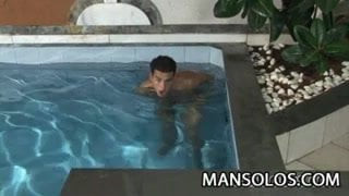 Hot muscular stud playing his cock