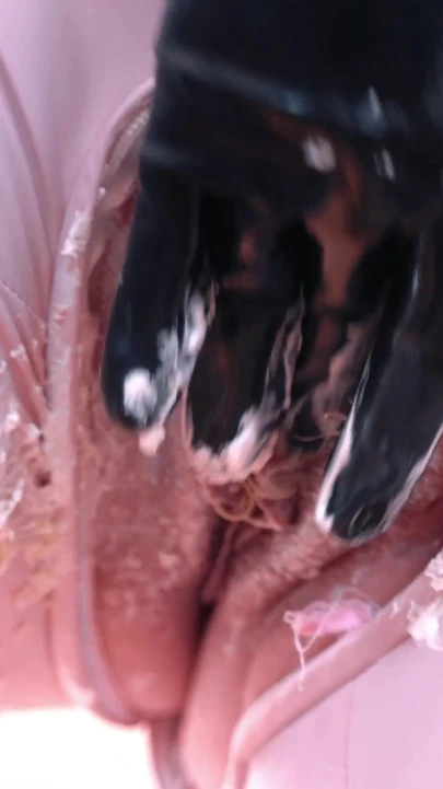 Jaw-dropping moment from "Pussy cake splosh food fetish, wet and messy, pvc catsuit"