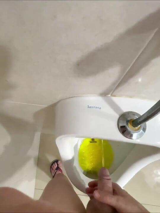 Dared to Piss Fully Naked in Public Toilets Urinal