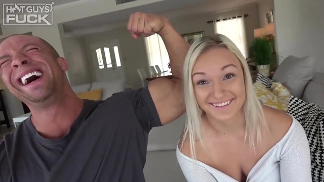 Blonde cutie with nice tits uses strap-on with strong stud