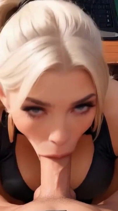 Captivating moment from "Bimbo Secretary Sucking HUGE COCK in Office! Deep Throat and Facial AI"