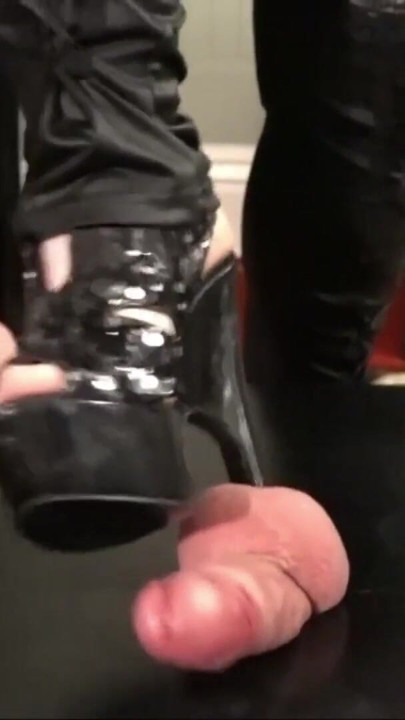 Male slave trapped under the trample table cbt board for cock abuse under the shoes of his Mistress | Clip 1