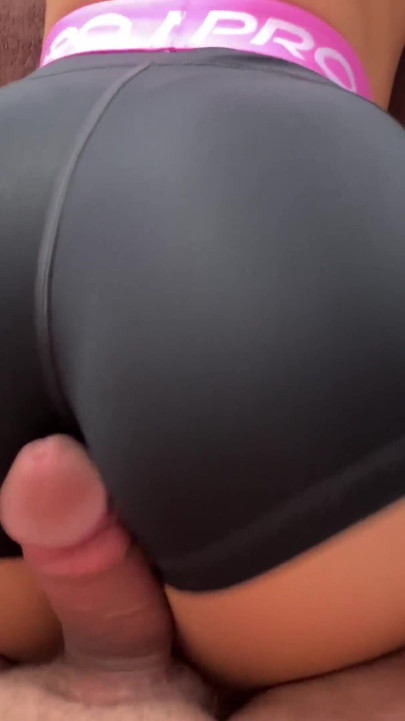 Nike Pro ! big Ass and tits Stepsister humping on my cock like a Slut,big Cumshot | Clip 1