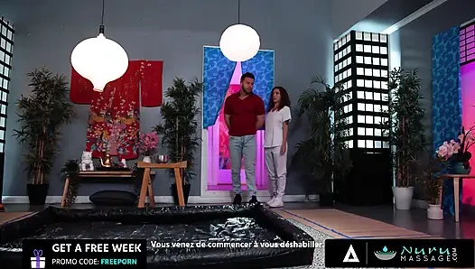МАССАЖ-НУРУ - Lumi Ray с большими сиськами превращает расслабленного клиента в хардкорный трах с французскими субтитрами