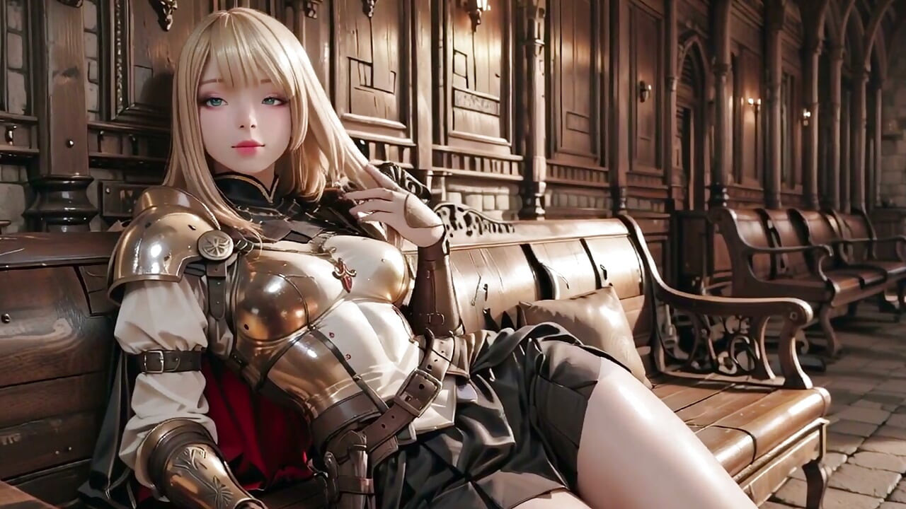 Blonde Knight's Private Awakening! Knælende på borggården.