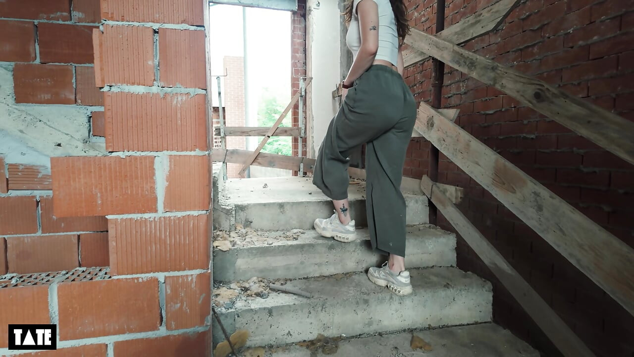 urbex date turns into sneaky public sex with hot brunette