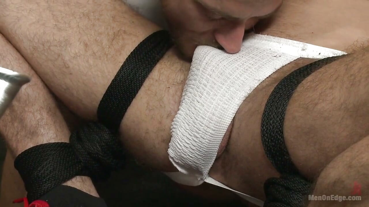 Begging to cum while tied up at the gym