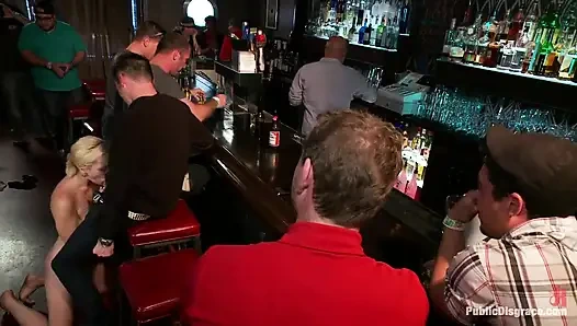 Hot Blonde Disgraced in Bar