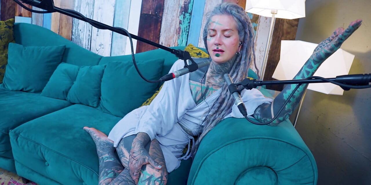 I talk about Y - YOU - ASMR podcast SFW talking goth skinny girl dreadlocks tattoo model inked girl