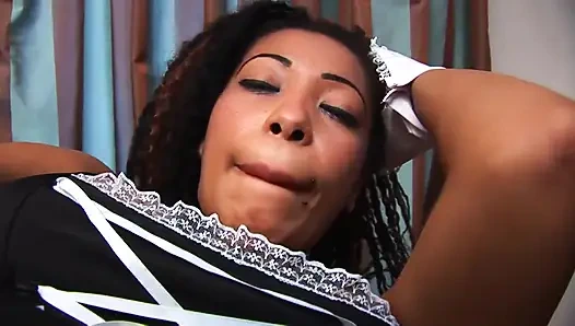 Adorable ebony babe loves toying and fingering her cunt