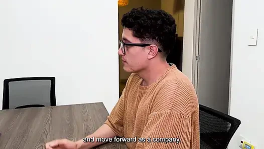 Secretary Fucks Her Boss's Stepson on the Office Desk, Nerd Boy Has a Big Cock! Daniela Andrea and Pipe Boy