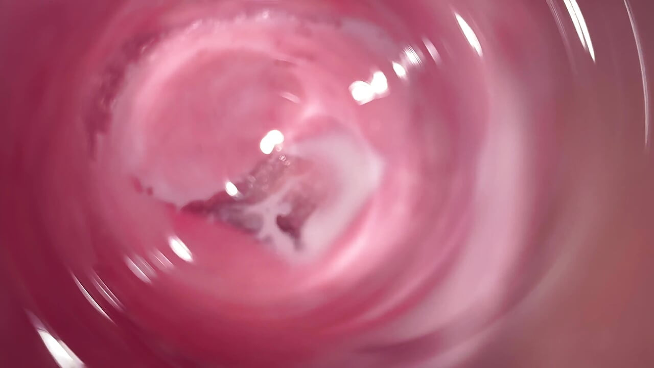 Camera deep inside Mia's tiny creamy vagina