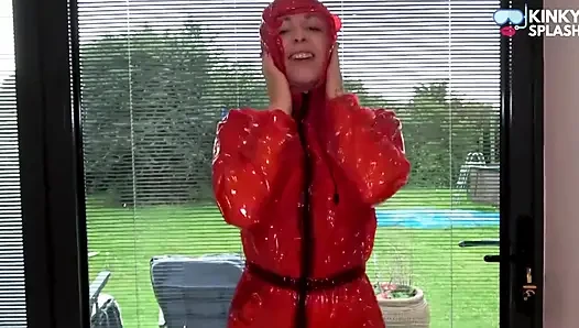 Shiny Pvc Rain Suit Garden Tease