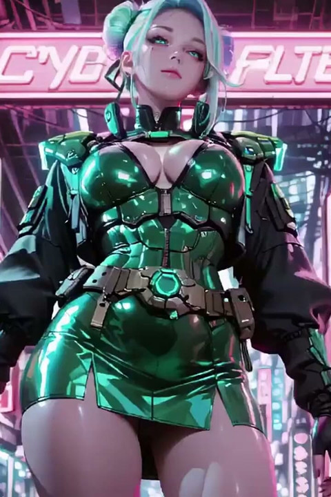 The Green Armored Girl! Silver-haired Valkyrie Kneeling and Glancing Back, Fingertips Tracing Her Cold Metallic Suit.