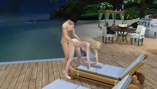 Couple gets excited on a day at the beach