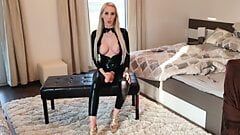 big cock for sissy slut – dirty talk with German catsuit mistress