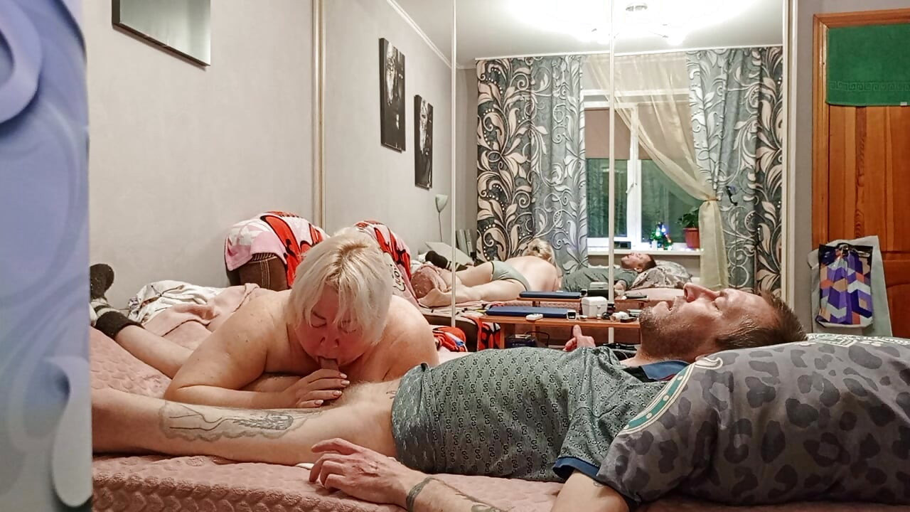 gentle blowjob and hot cum in neighbor's mouth