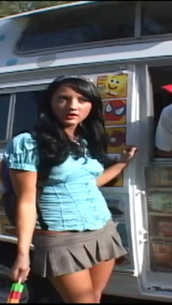 Emotional moment from "Black haired teen with tiny boobs picked up for sex in the car"