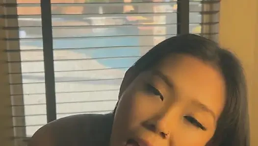 sexy asian girl giving handjob and blowjob huge cumshot