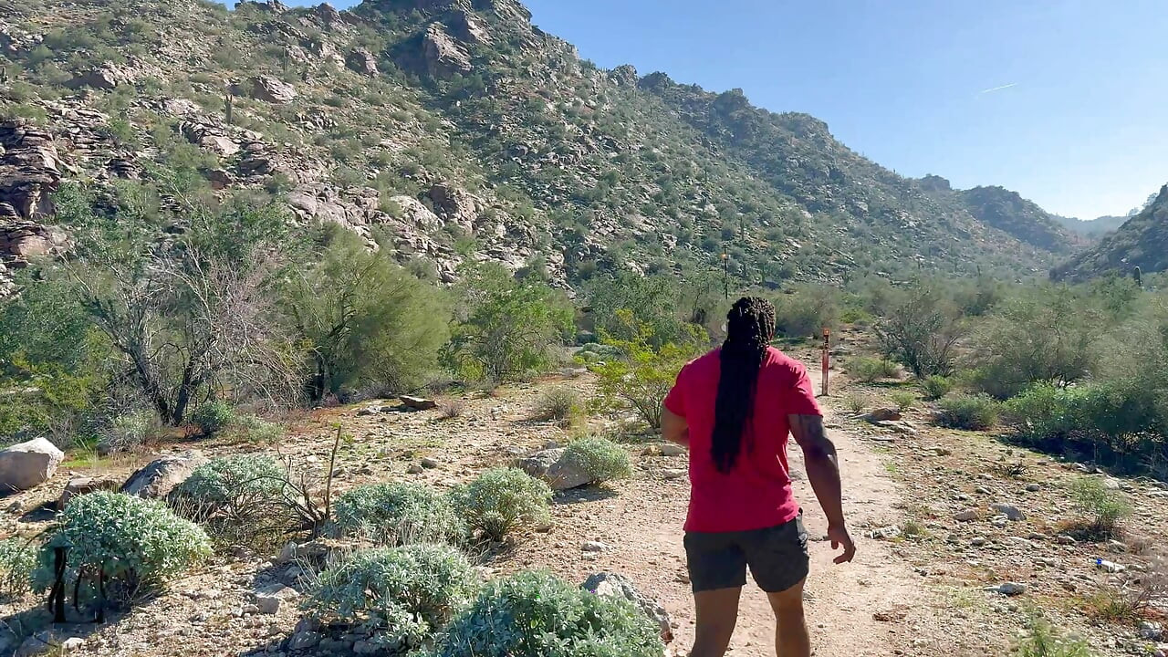 Casal ébano caminhando no ar fresco e estrelas pornô