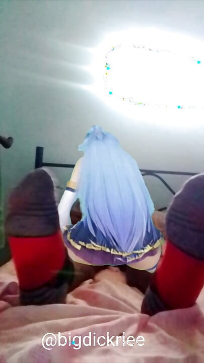 Konosuba Aqua rides me while I jerk off