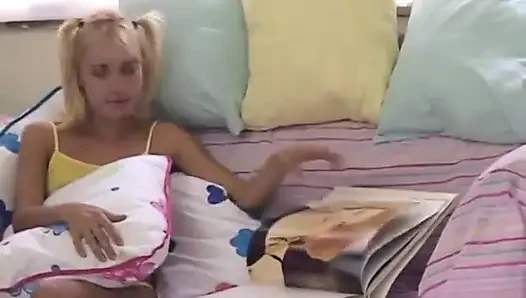 Pretty blonde slut loves having group sex with 3 bisexual blowjob boys