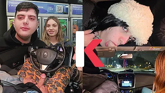 A double blowjob in my friend's car DIRTY MORBID GIRLS
