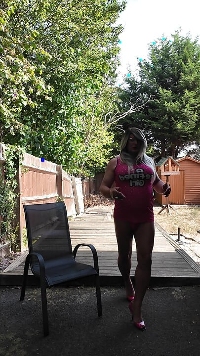 Sexy Crossdresser kellycd2022 in my pink mesh dress and heels