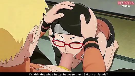 Naruto ngentot dan crot di dalam memek sarada saat sakura lagi nonton, dia ngkhianati boruto (hentai tanpa sensor)