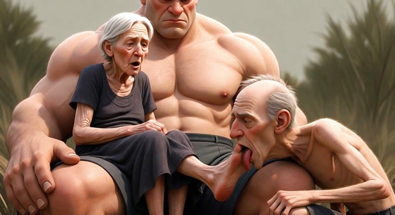 Pathetic Cuckold Licks His Wife's Toes While She's in Bull's Arms - Foot Worship Humiliation
