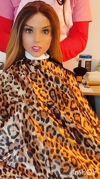 Emma the barberette vinyl shampoo cape show