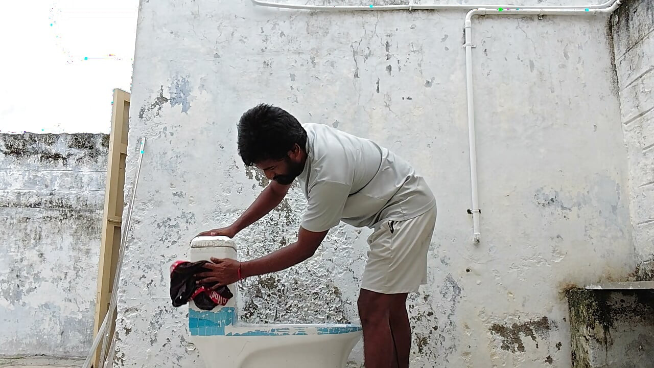 Washing the bathroom in XHard Village