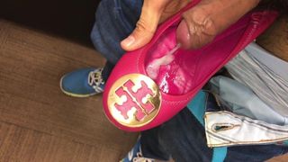 fuck and cum pink flat shoes