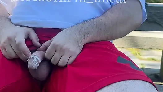 Airing out my smegma cock outdoors