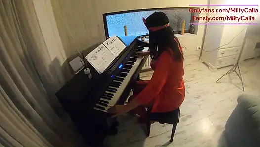 Piano Lesson Seduction Red Lingerie, Deep Pleasure & Messy Mouth Finish