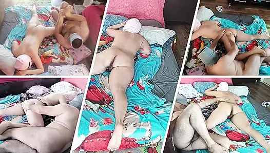 Прелюдия в спальне с парой в любительском видео.